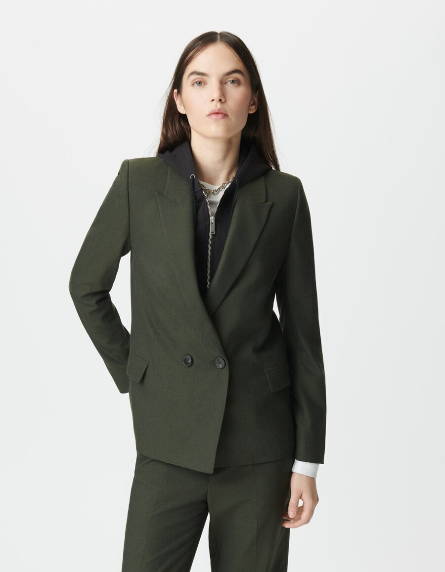 giacca da abito color cachi da donna con fodera staccabile