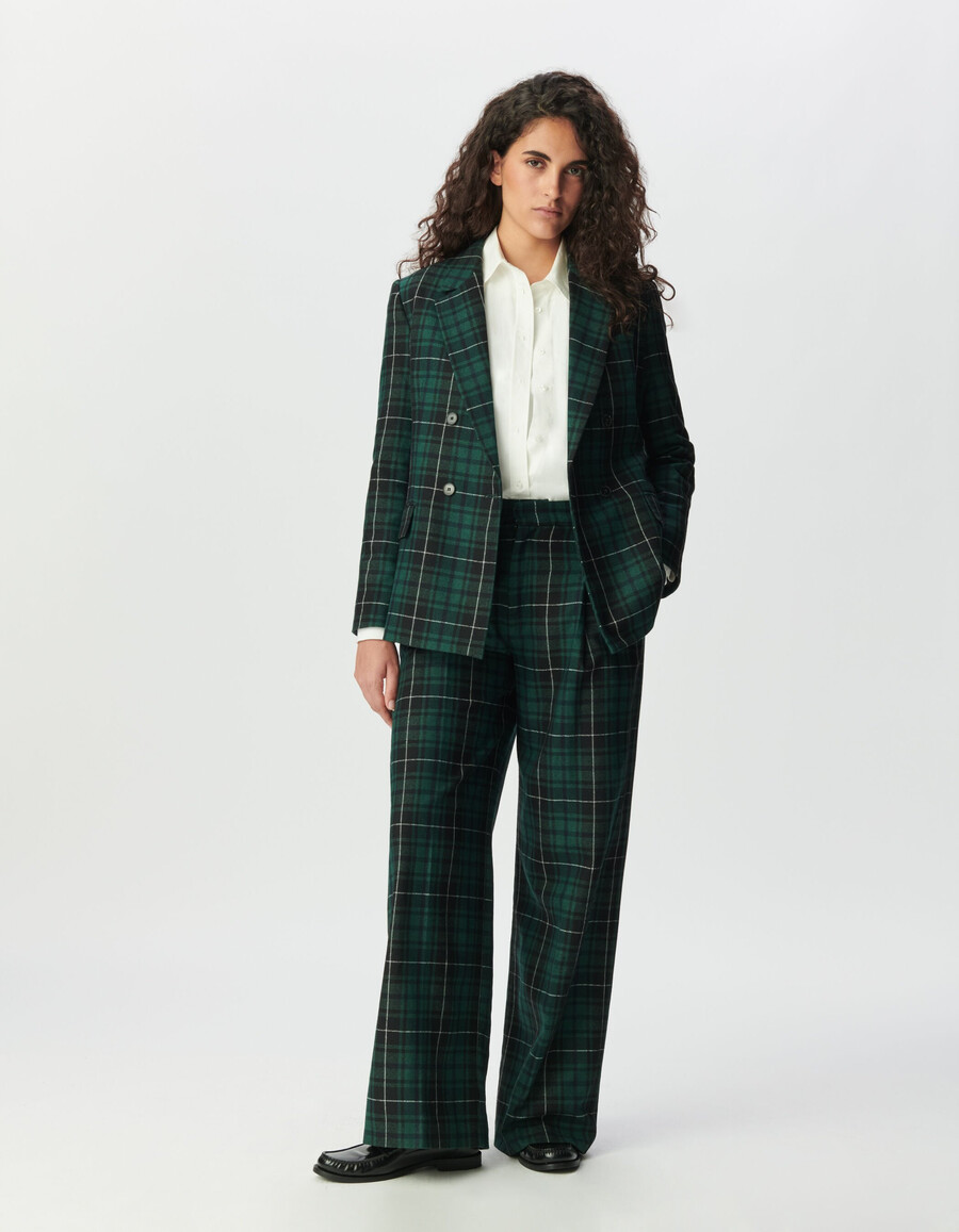 giacca oversize a quadri verdi da donna
