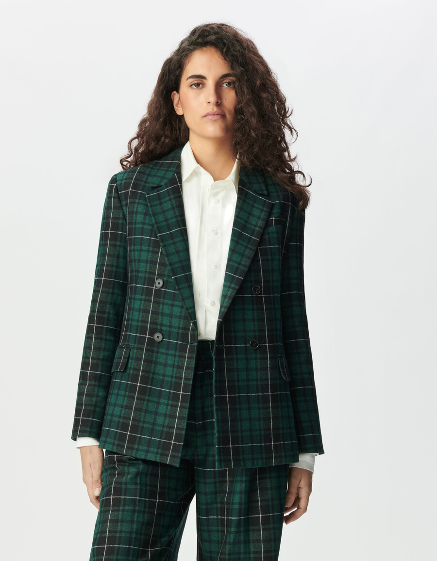 giacca oversize a quadri verdi da donna