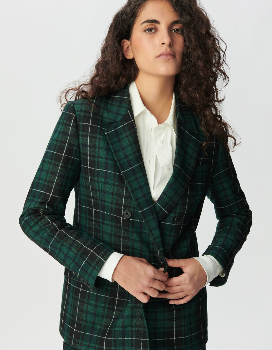 giacca oversize a quadri verdi da donna