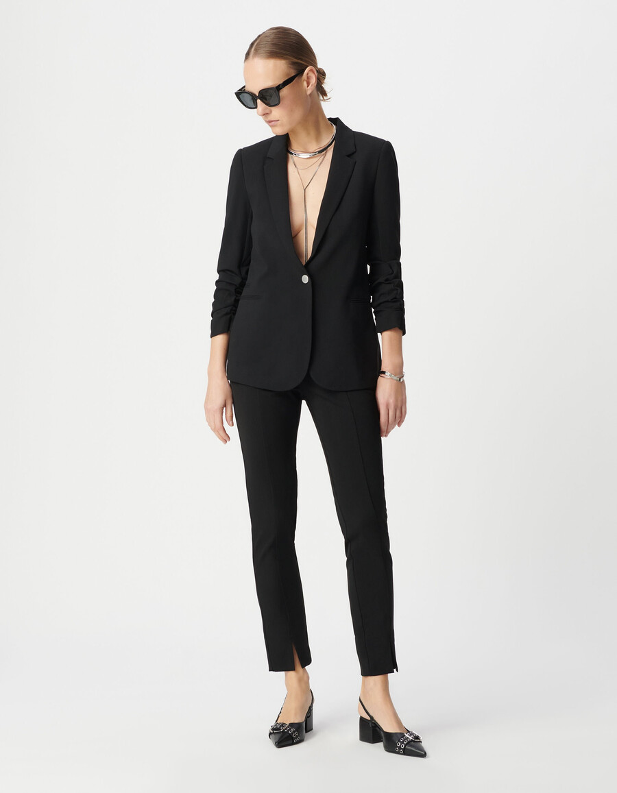 giacca da abito in crepe nero da donna