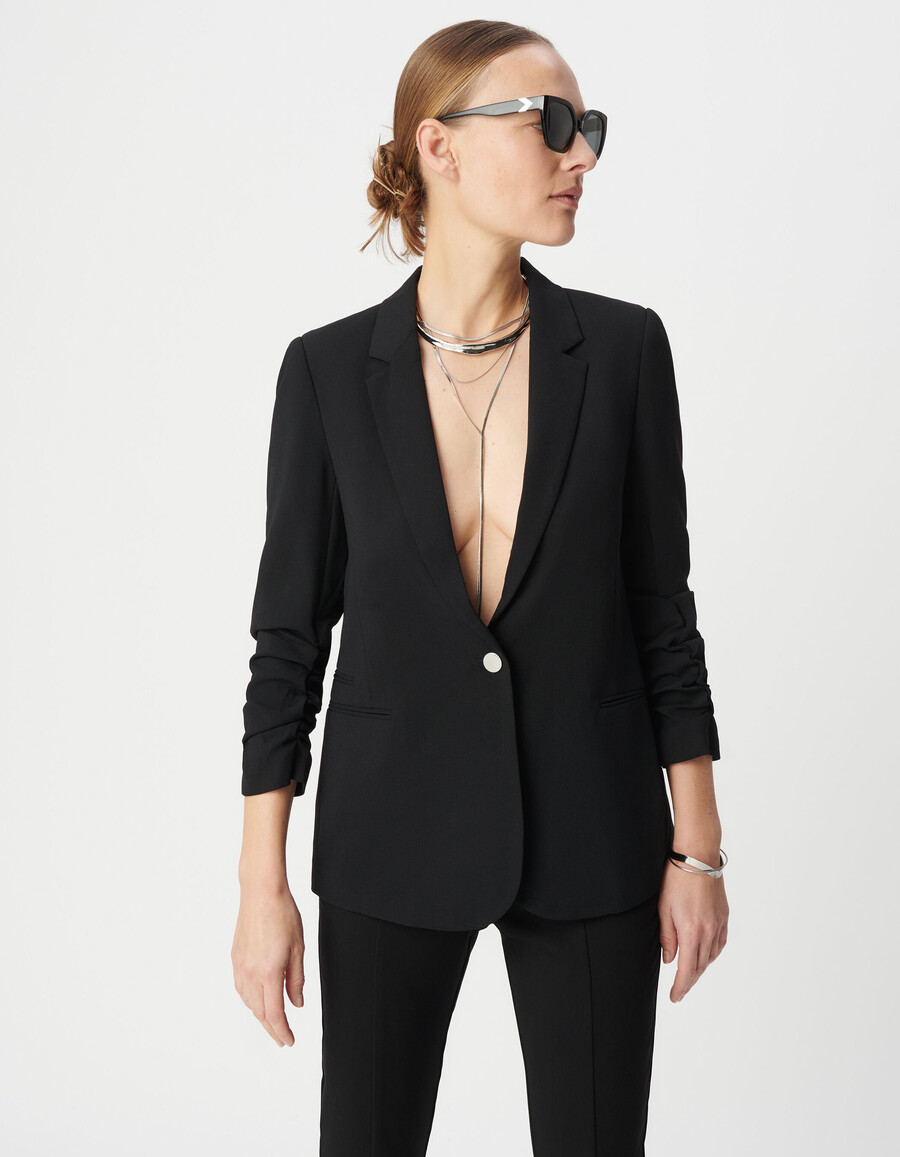 giacca da abito in crepe nero da donna