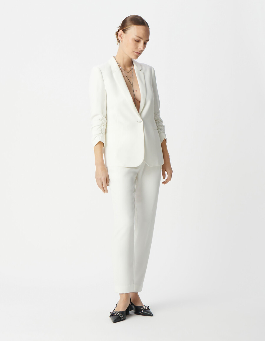 giacca da abito riciclata off-white da donna