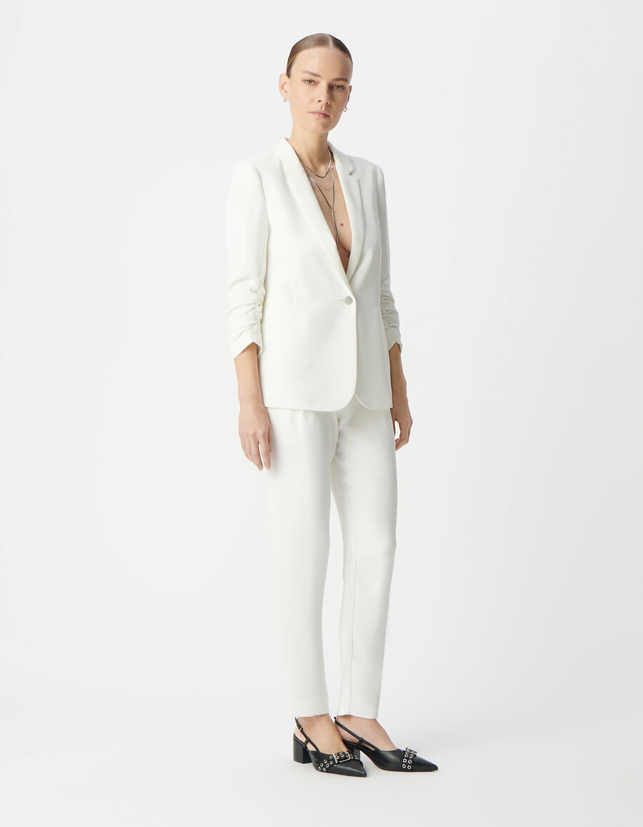 giacca da abito riciclata off-white da donna