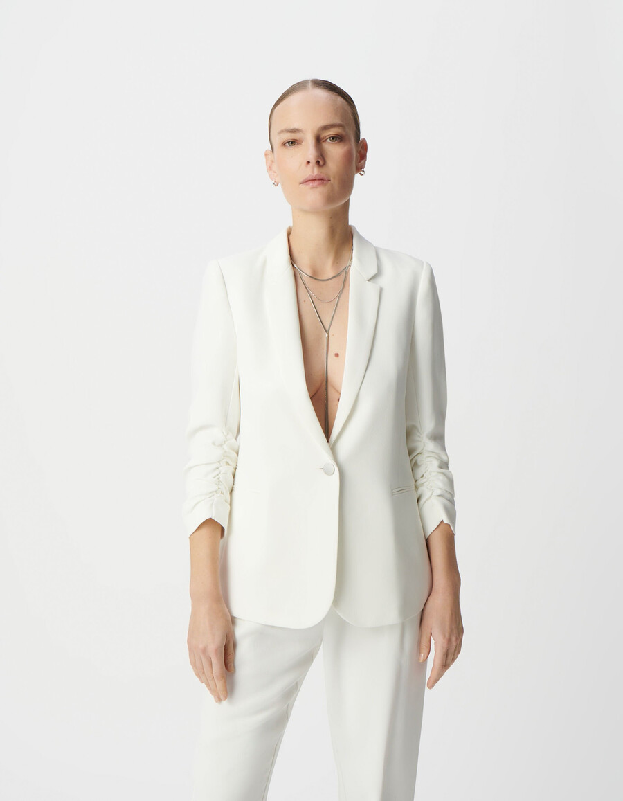 giacca da abito riciclata off-white da donna