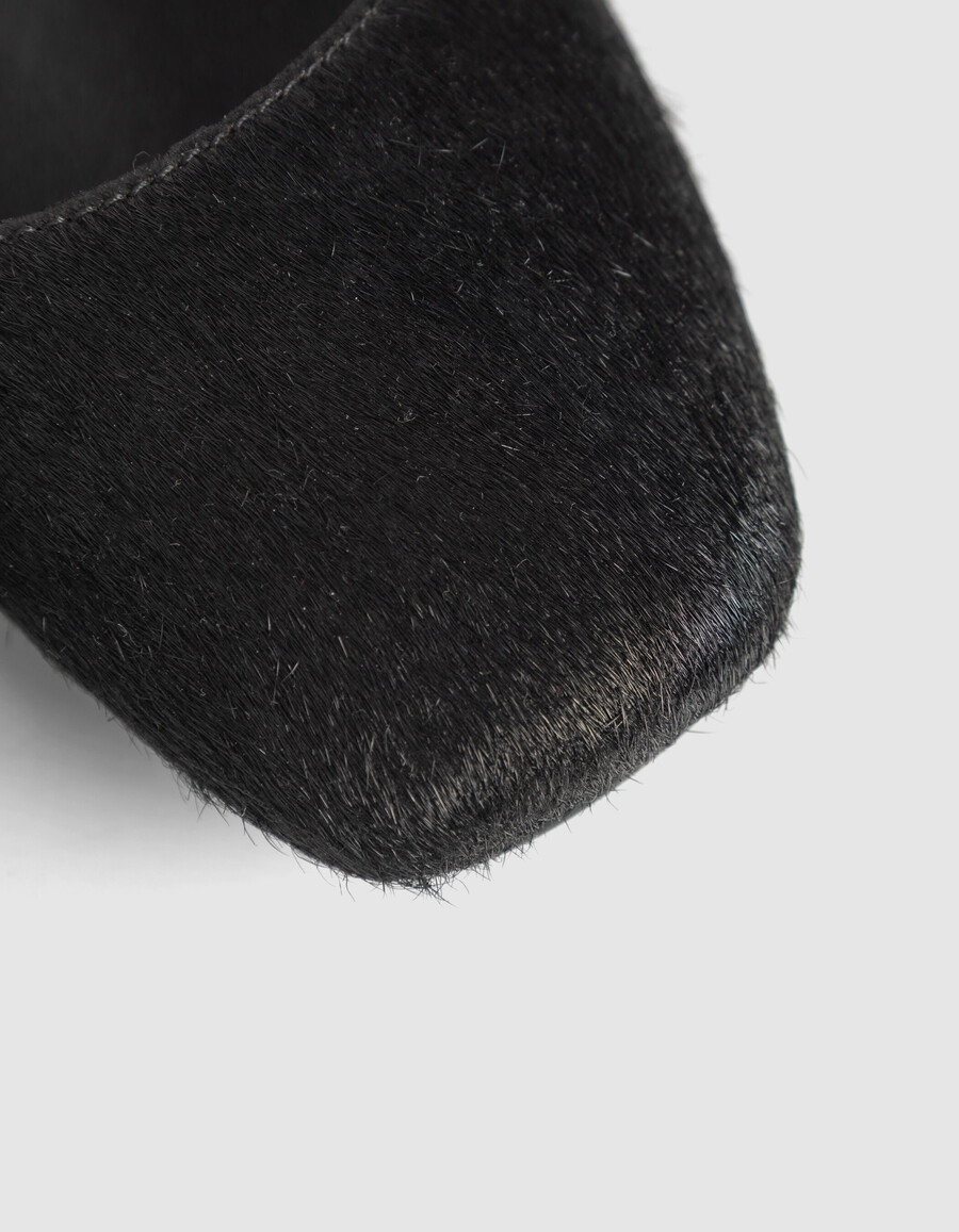 ballerine da donna in pelle effetto cavallino nera 3 fibbie