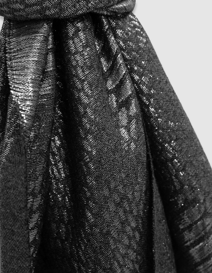 sciarpa da donna in jacquard di pitone metallizzato grigio