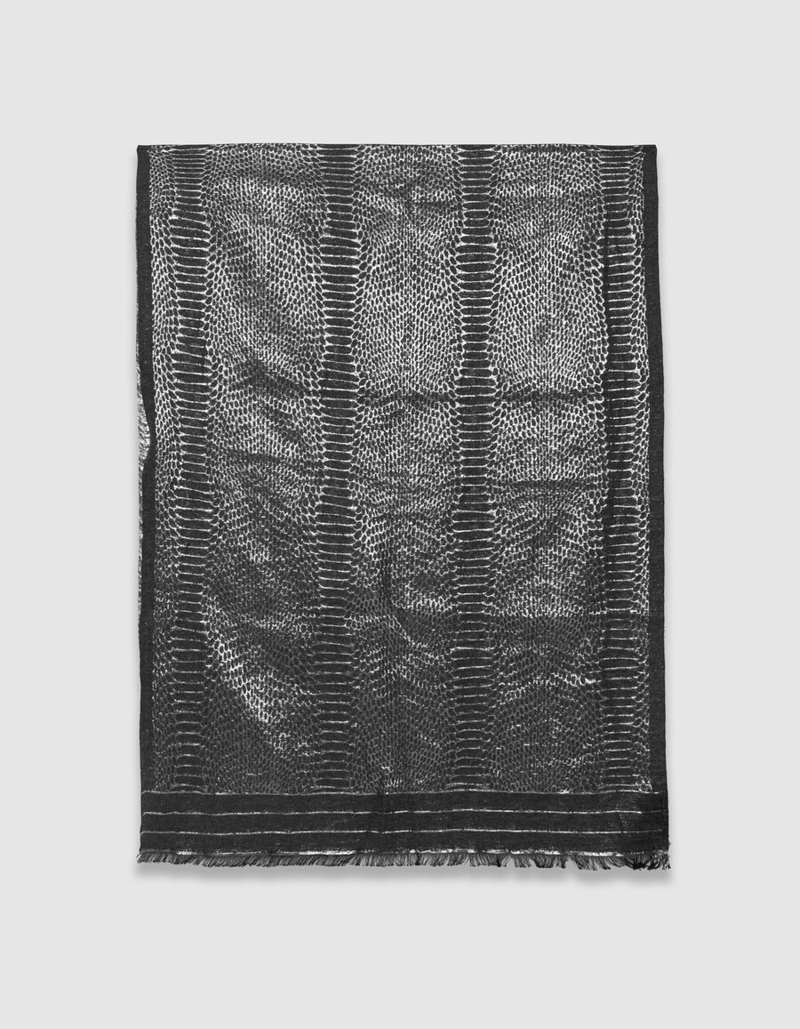 sciarpa da donna in jacquard di pitone metallizzato grigio