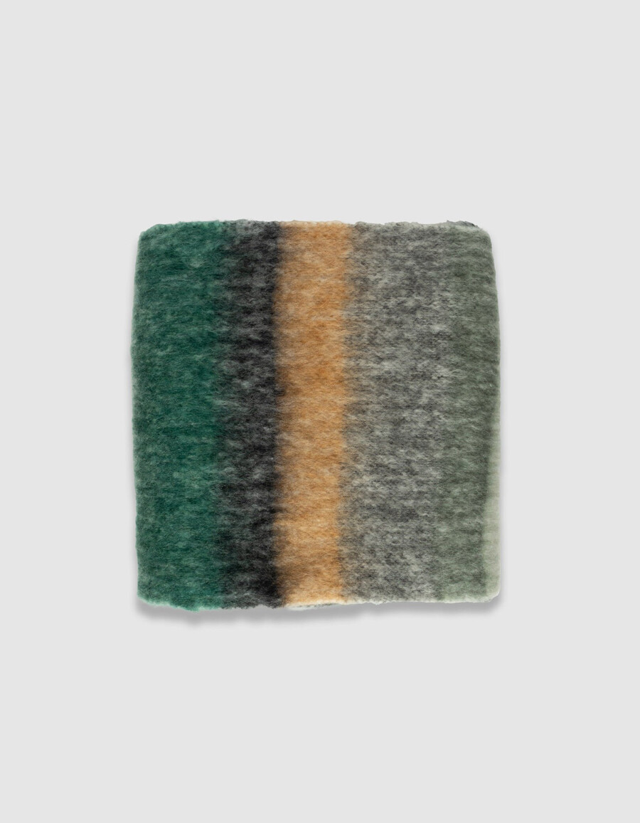 sciarpa soffice a righe color cachi da donna