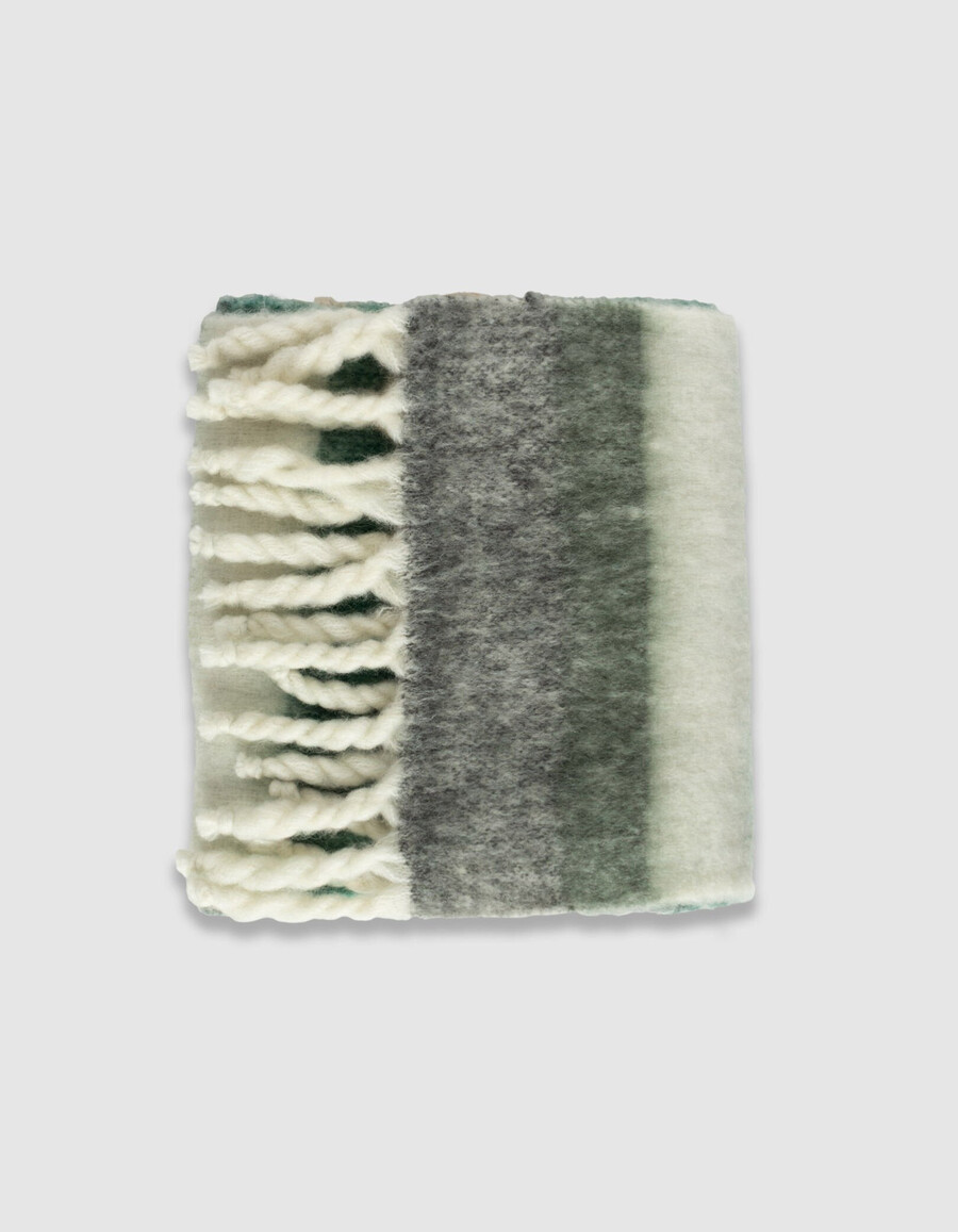 sciarpa soffice a righe color cachi da donna