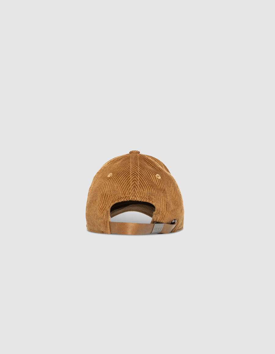 berretto da donna in velluto a coste beige con scritta bouclette