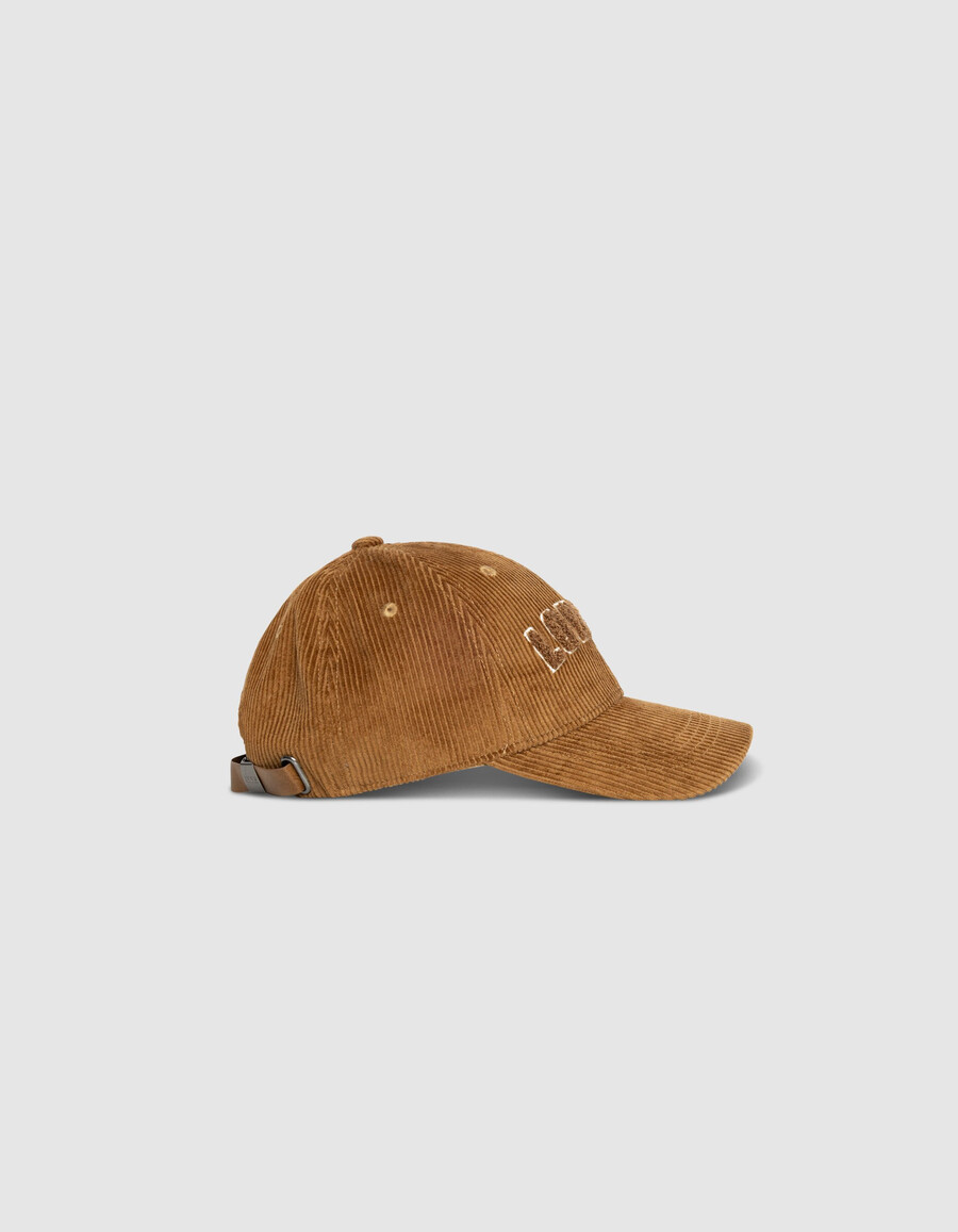 berretto da donna in velluto a coste beige con scritta bouclette