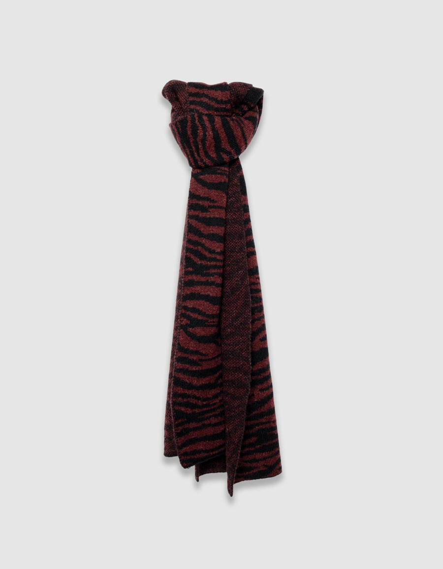 sciarpa da donna in maglia jacquard zebrata bordeaux