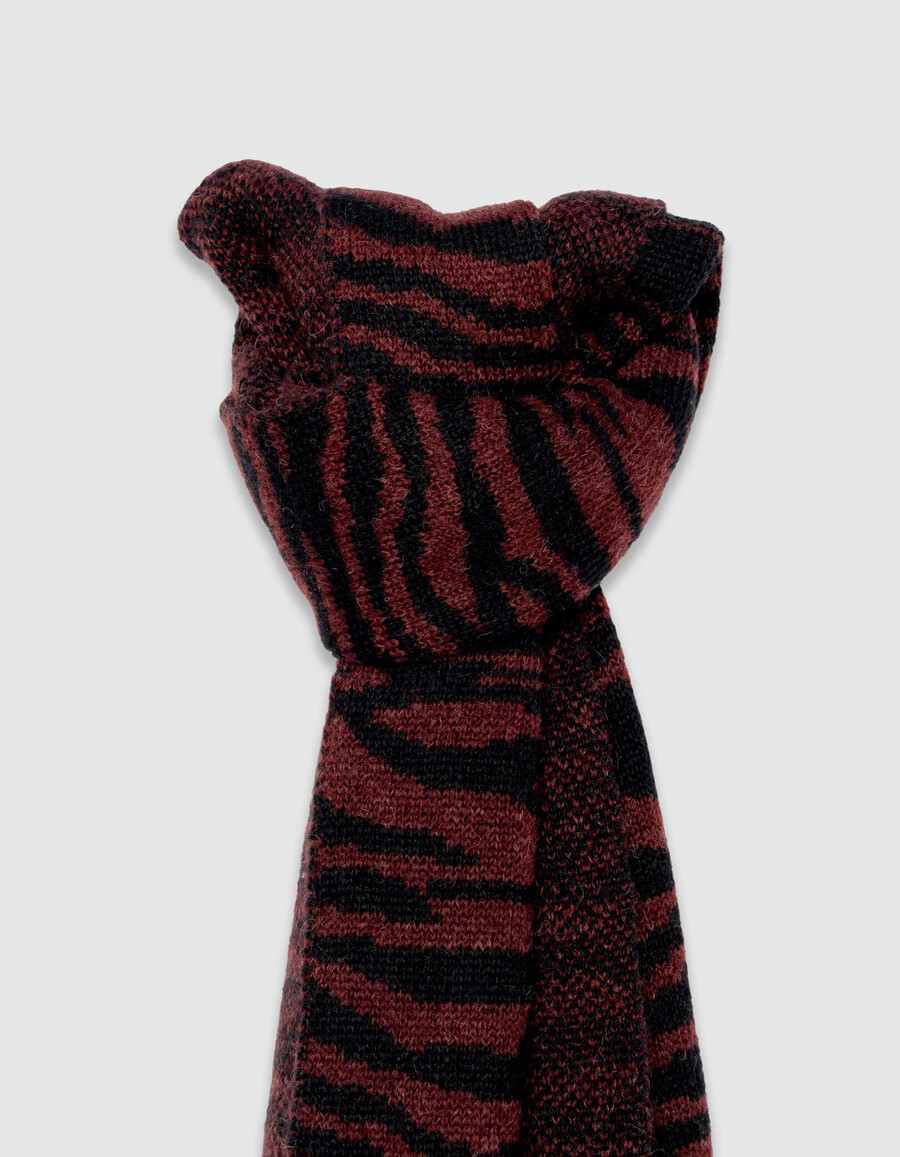 sciarpa da donna in maglia jacquard zebrata bordeaux