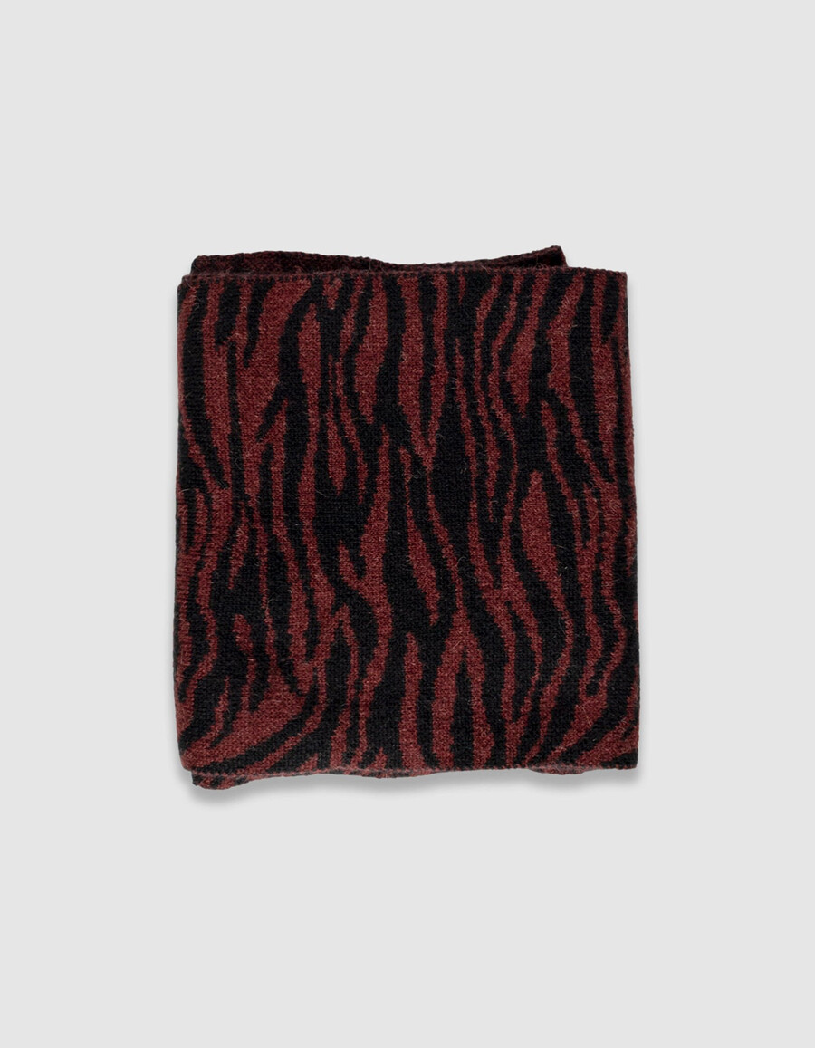sciarpa da donna in maglia jacquard zebrata bordeaux