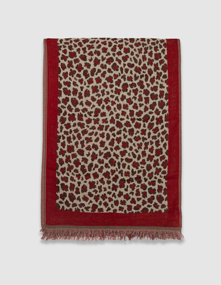 sciarpa da donna in jacquard leopardato rosso