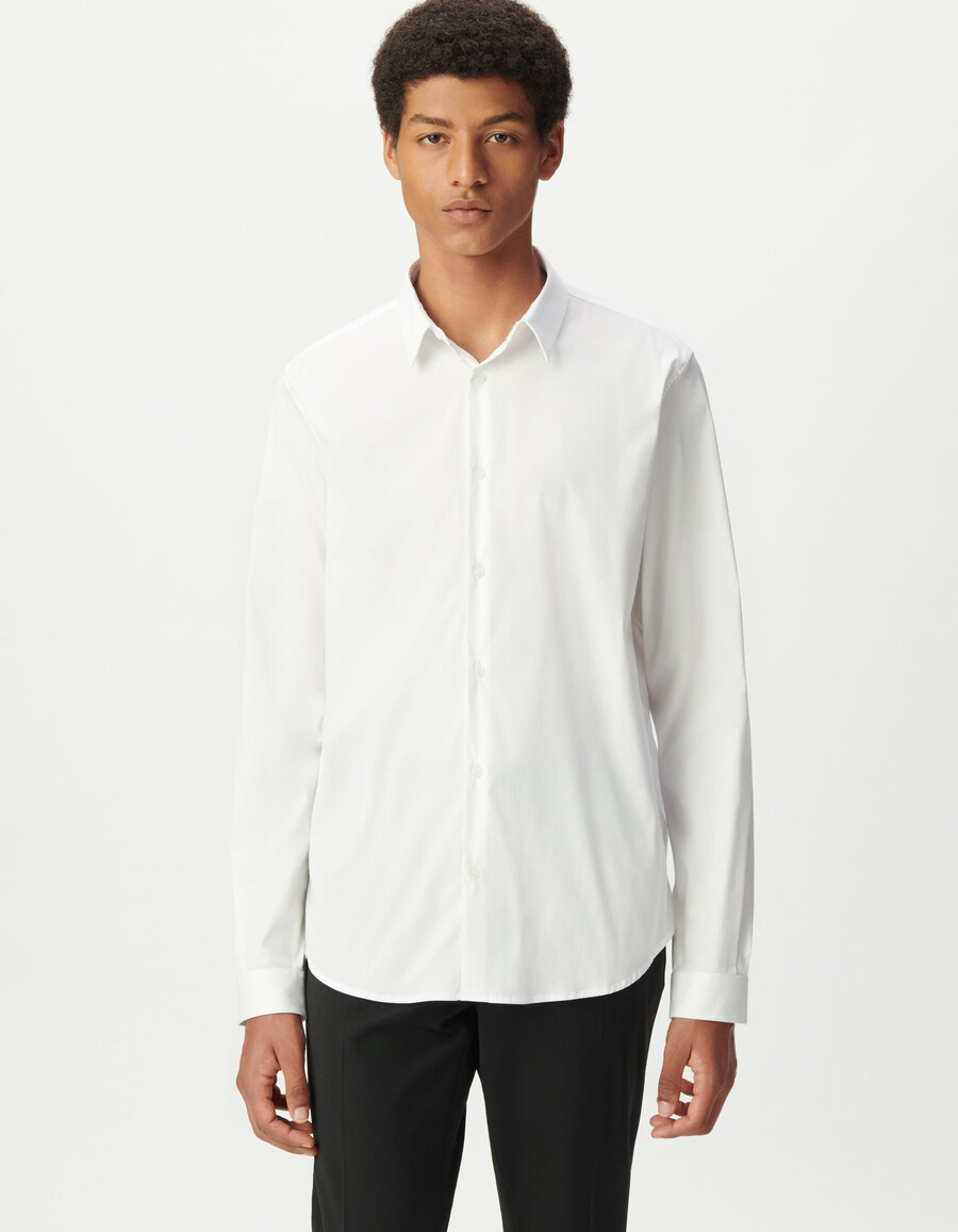 camicia slim fit in popeline bianco da uomo