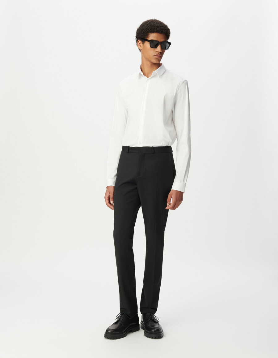camicia slim fit in popeline bianco da uomo