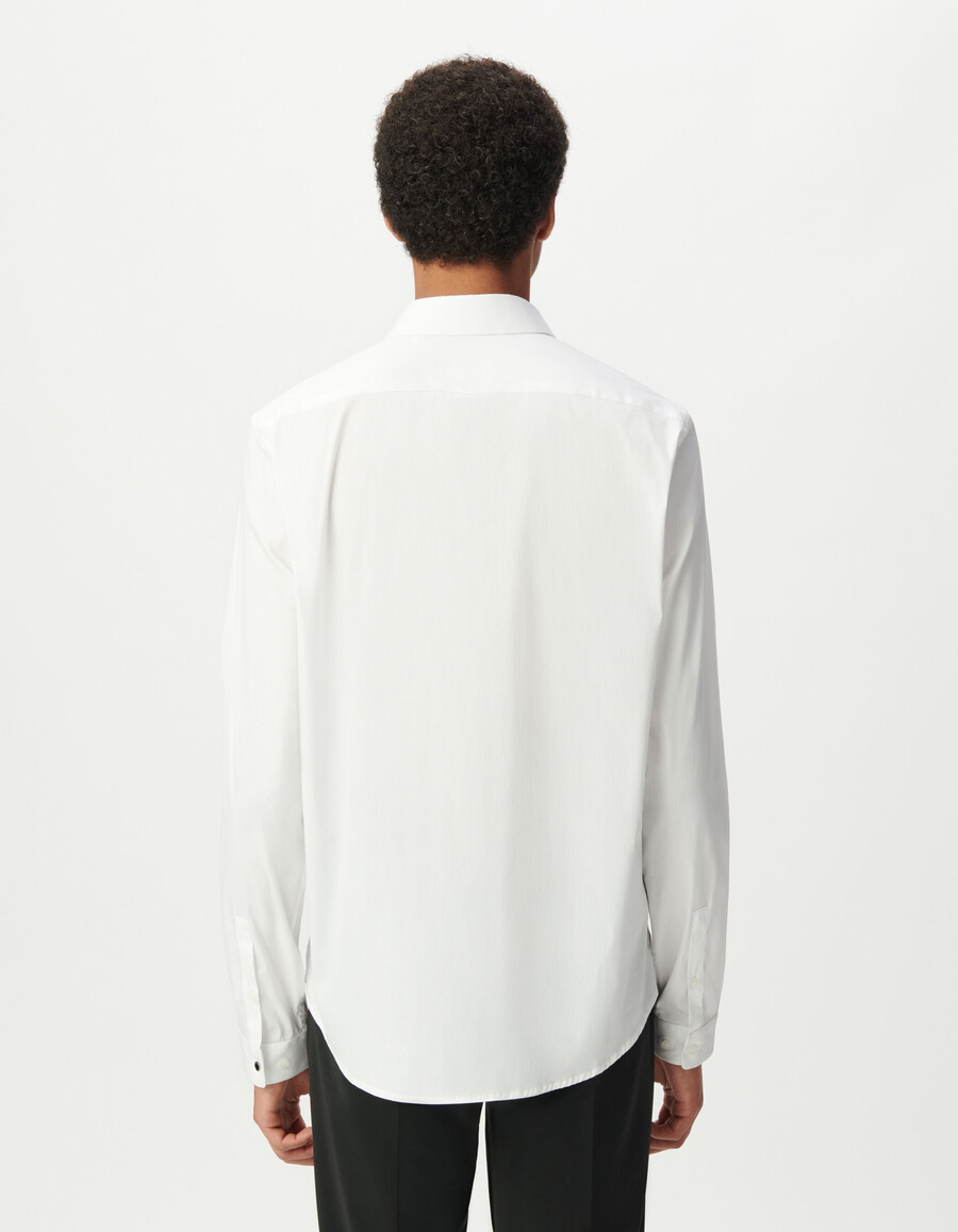 camicia slim fit in popeline bianco da uomo
