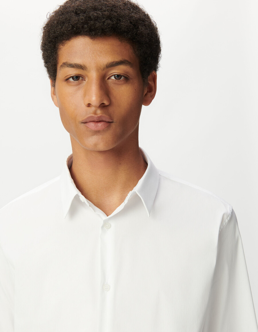 camicia slim fit in popeline bianco da uomo