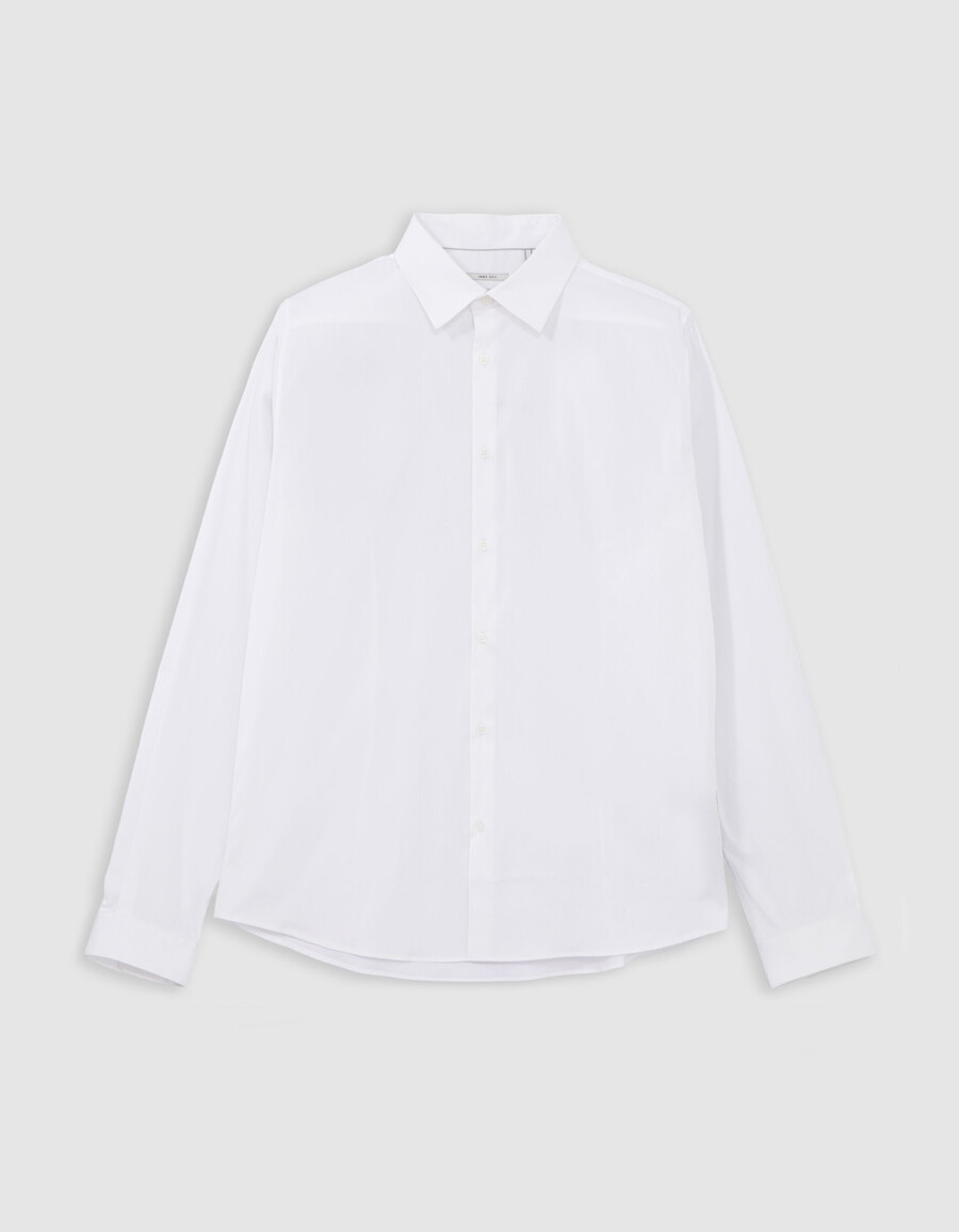 camicia slim fit in popeline bianco da uomo