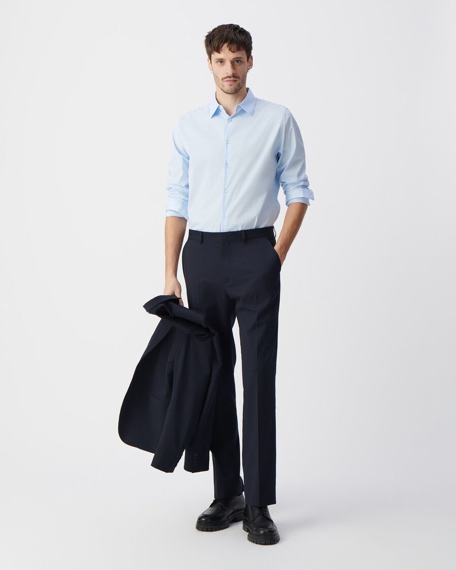 camicia slim fit in popeline sky da uomo