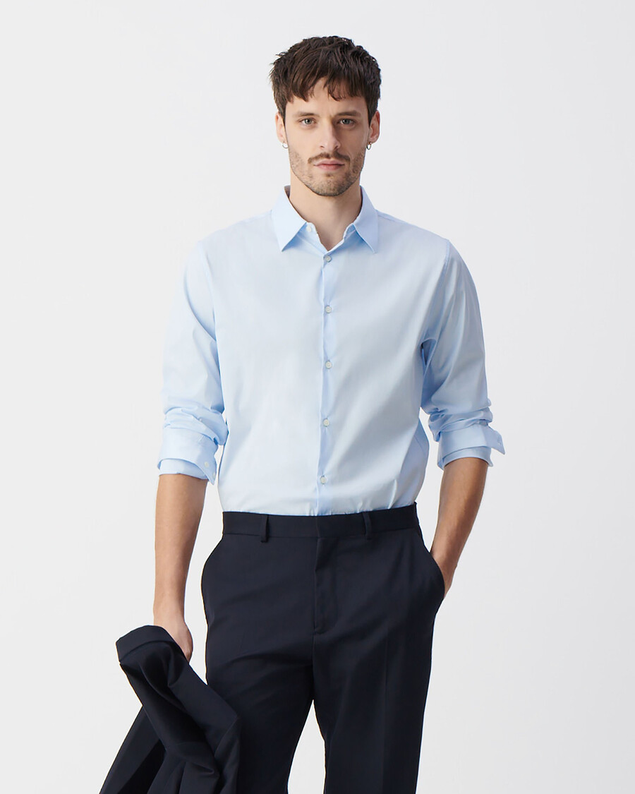 camicia slim fit in popeline sky da uomo