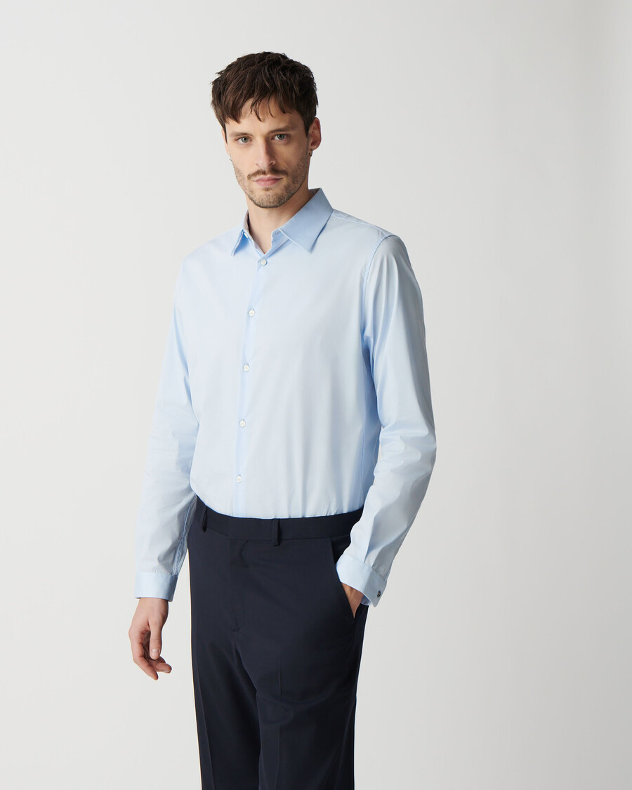 camicia slim fit in popeline sky da uomo