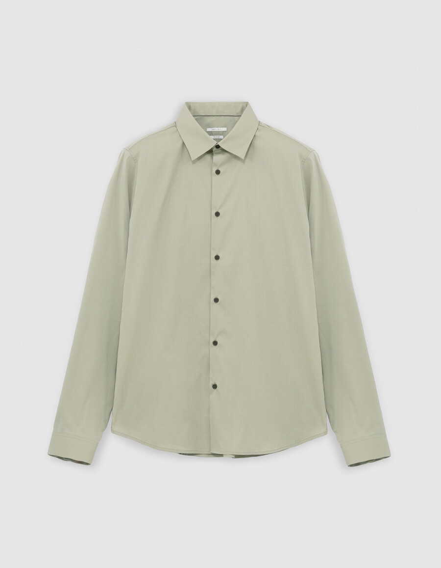 camicia slim fit in popeline color cachi da uomo