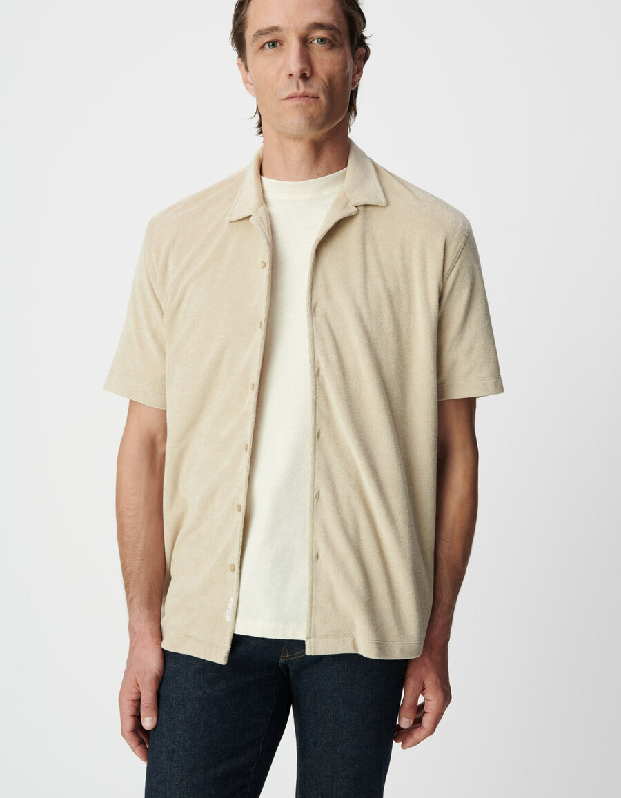 camicia da uomo a maniche corte in spugna beige