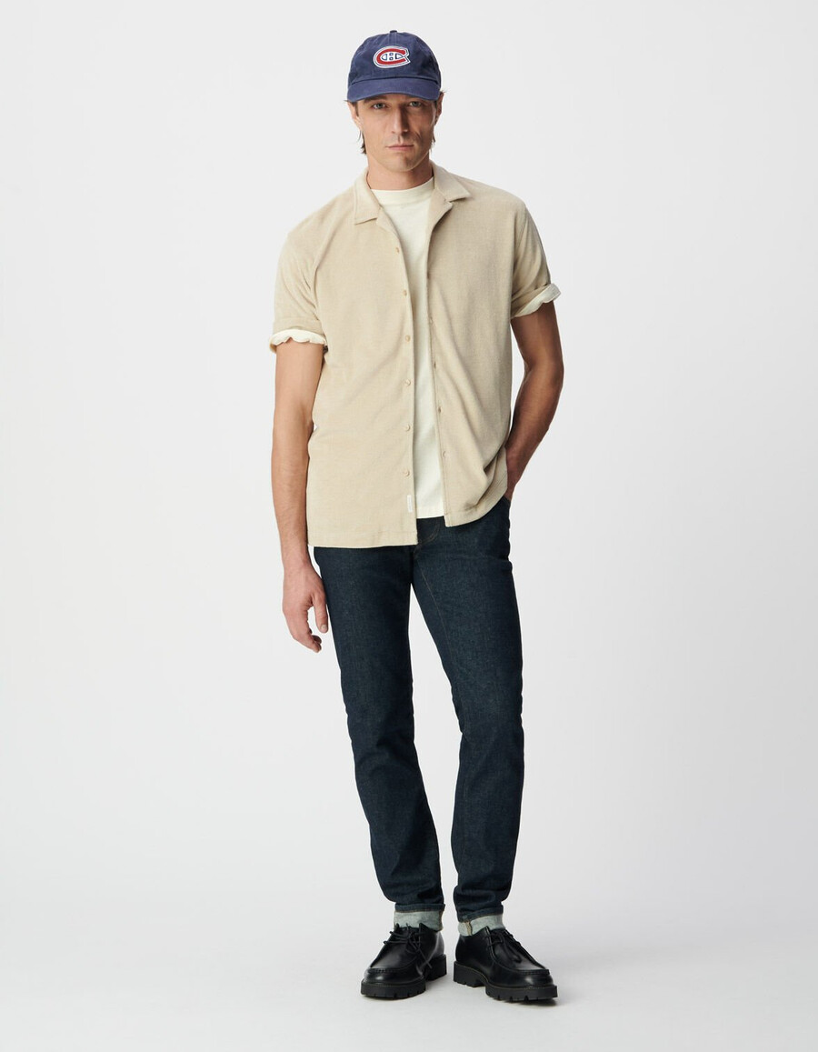 camicia da uomo a maniche corte in spugna beige