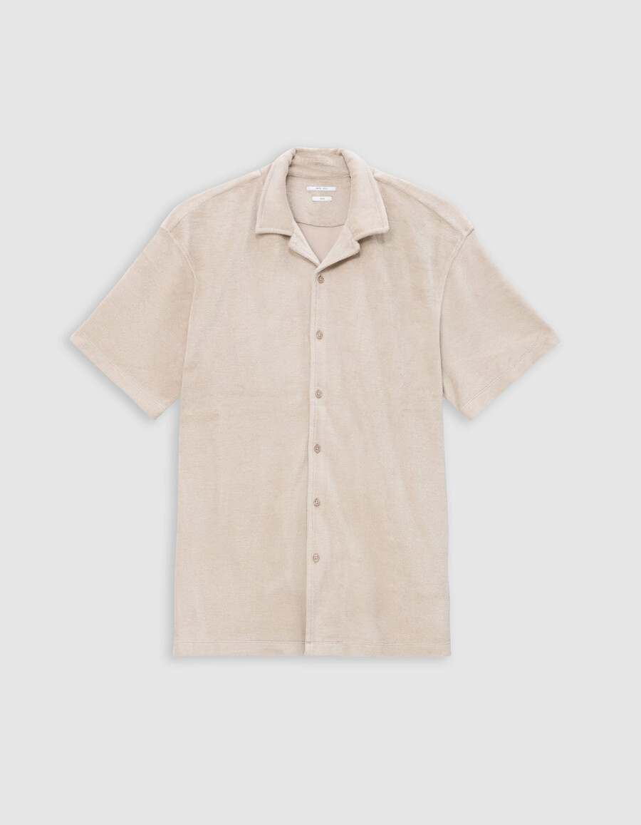 camicia da uomo a maniche corte in spugna beige