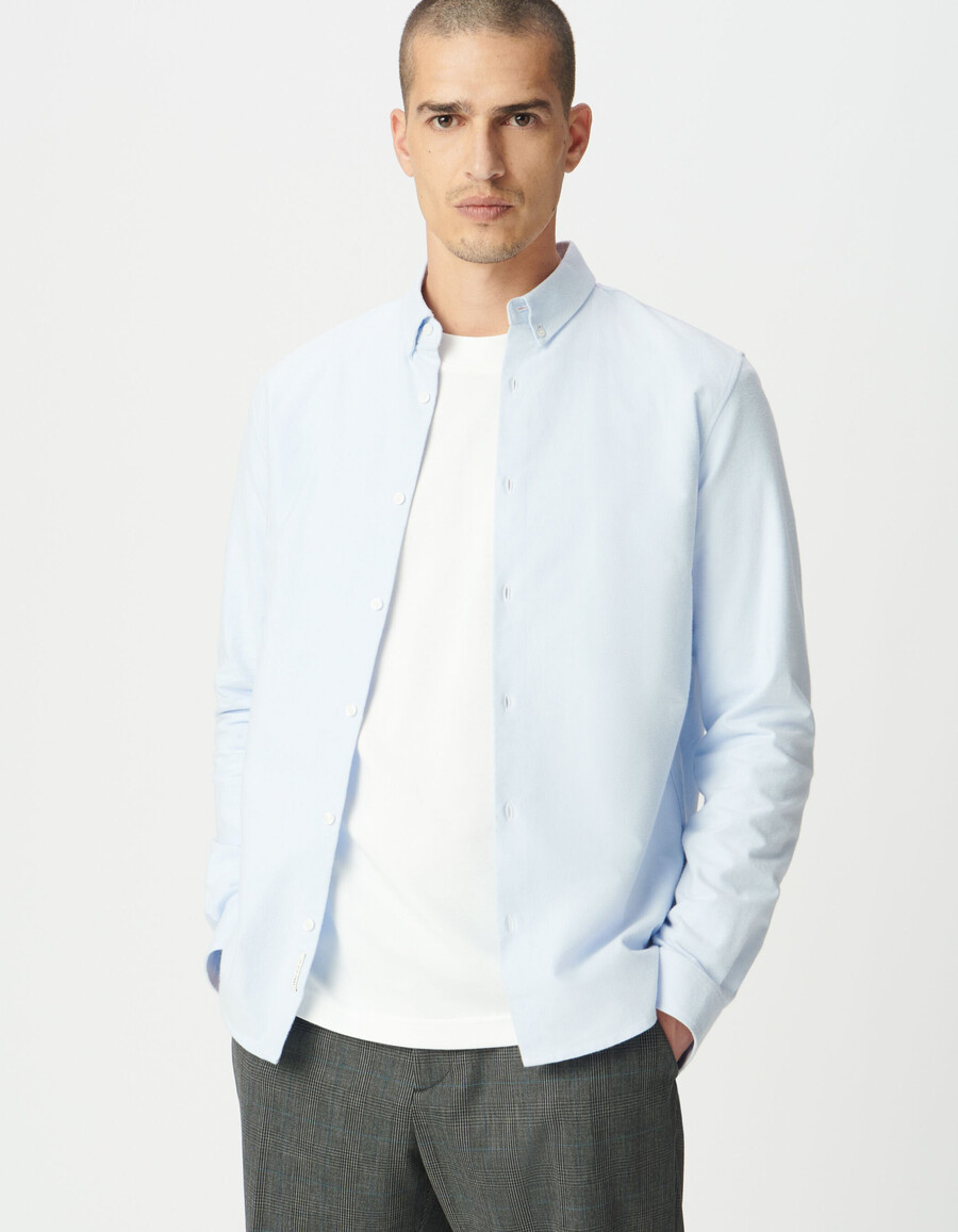 camicia da uomo in cotone biologico azzurro cielo