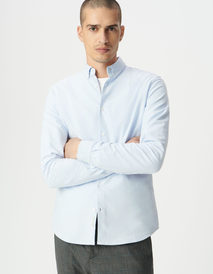 camicia da uomo in cotone biologico azzurro cielo