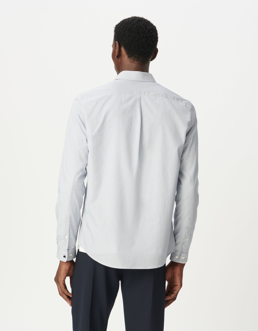camicia da uomo a righe sottili blu navy