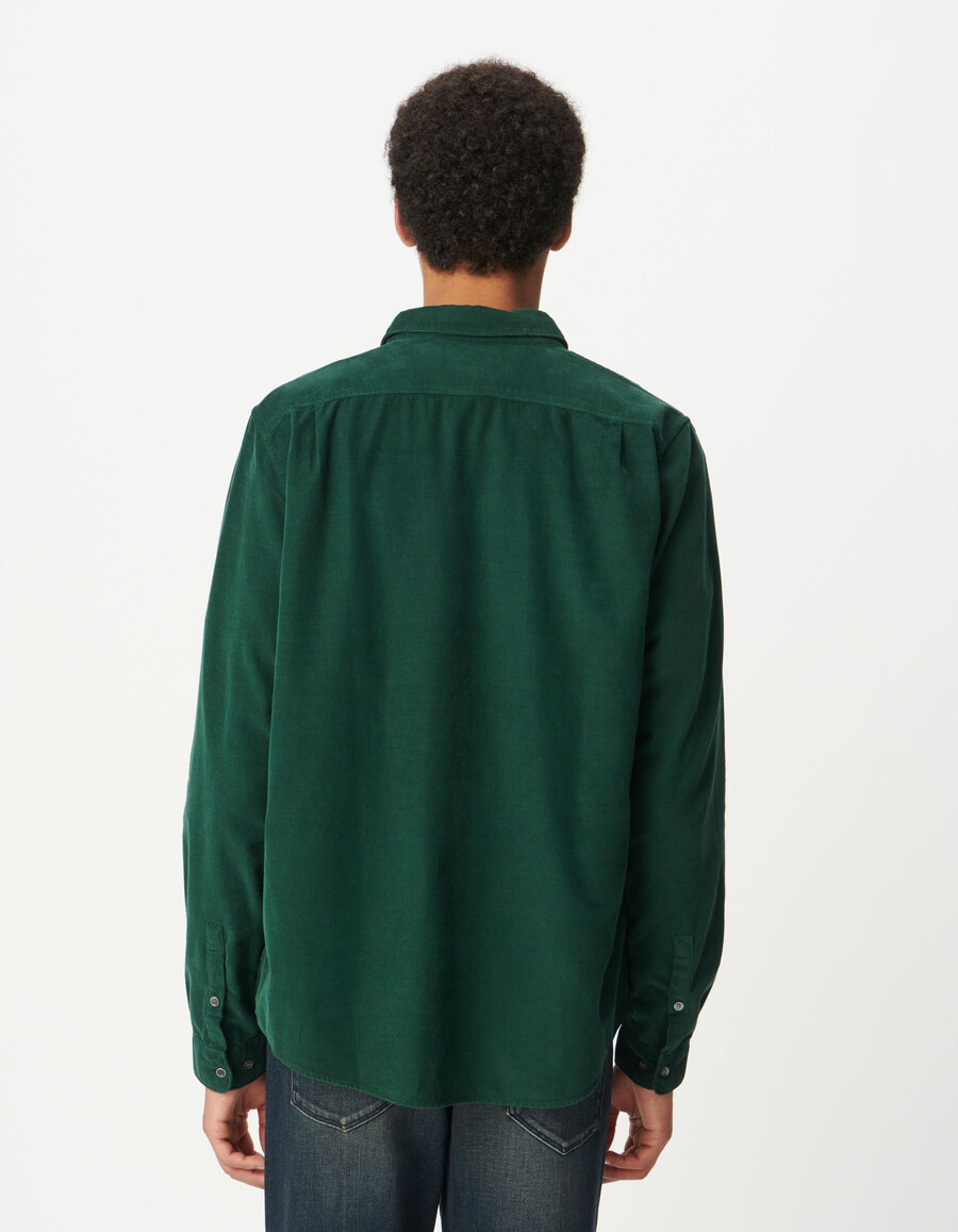 camicia da uomo in cotone biologico verde a coste