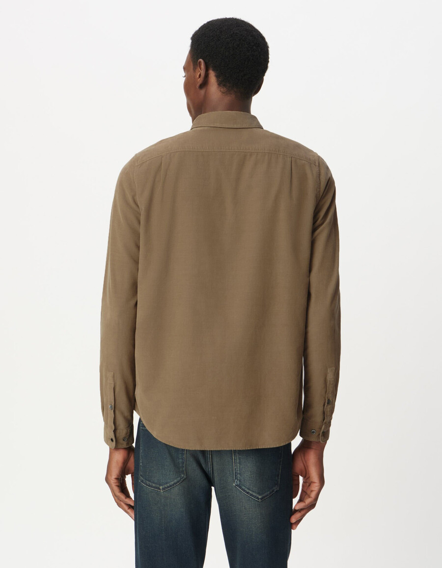 camicia da uomo in cotone biologico beige a coste