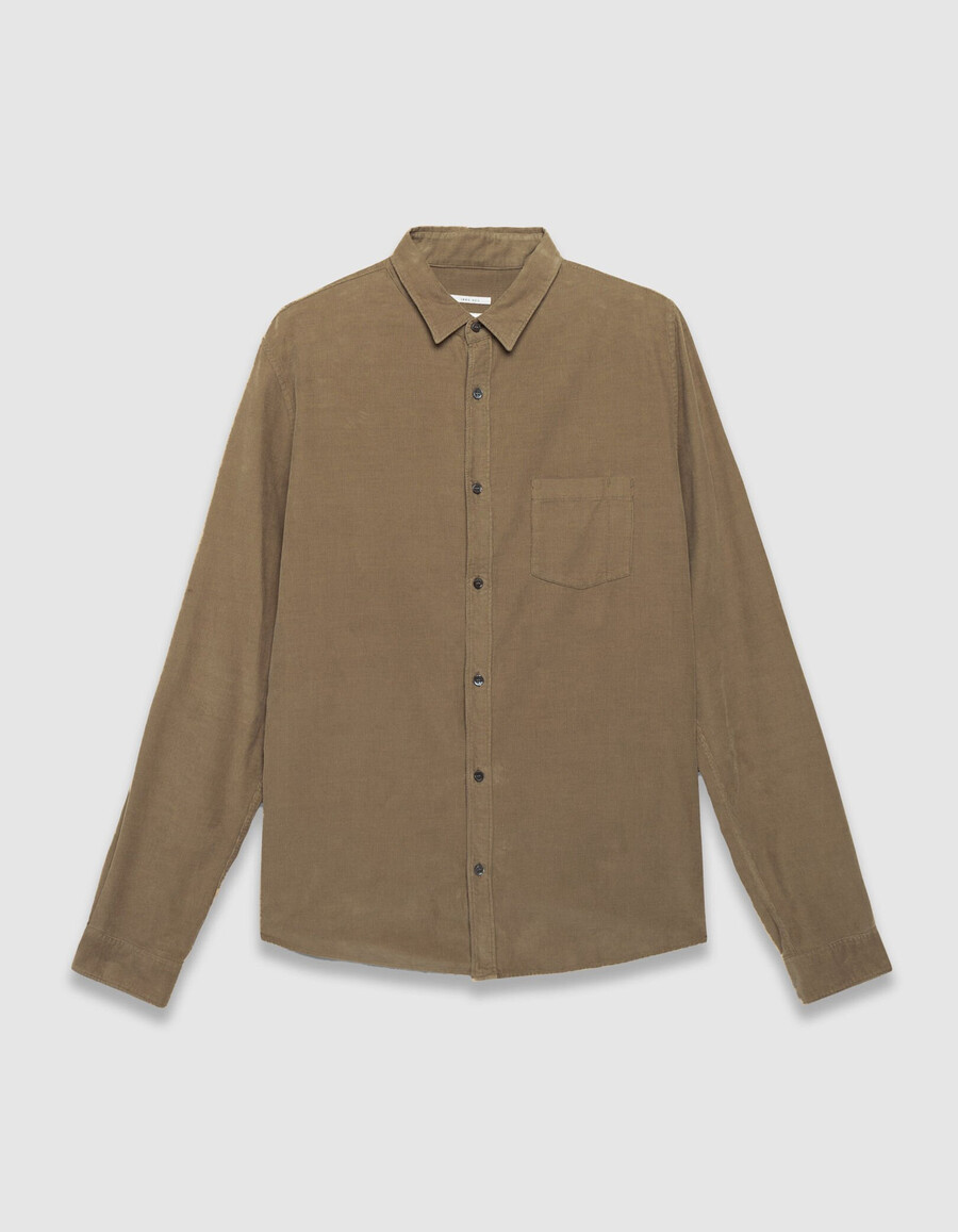 camicia da uomo in cotone biologico beige a coste
