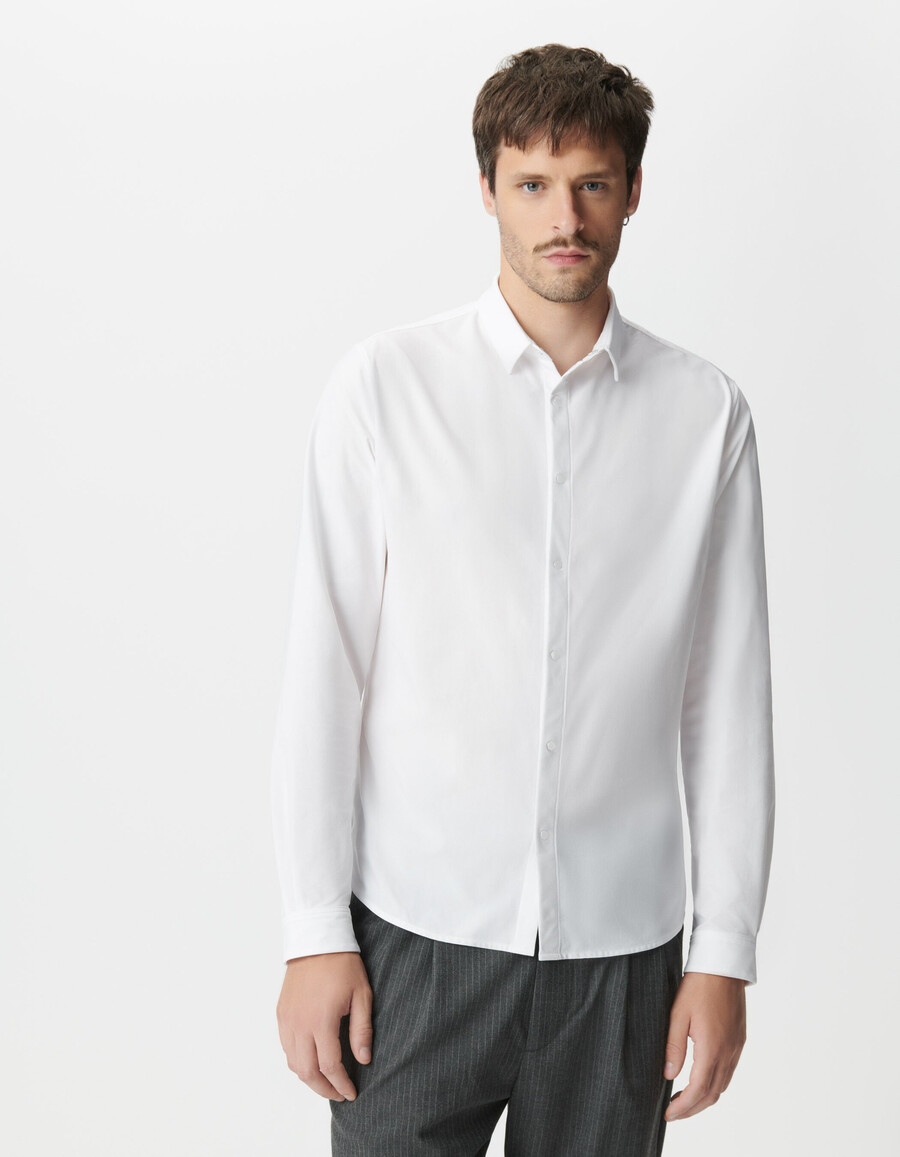 camicia da uomo in maglia bianca facile da lavare