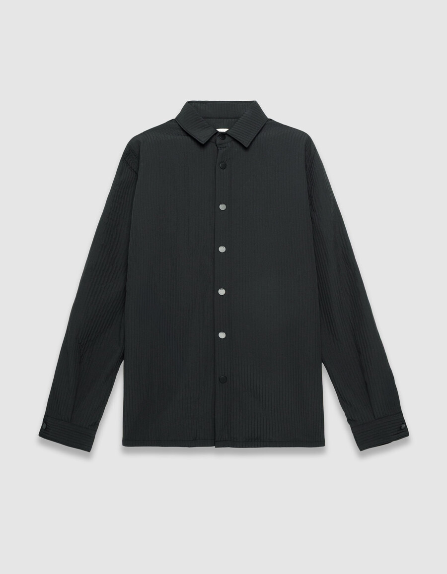 camicia da uomo nera trapuntata leggera e calda