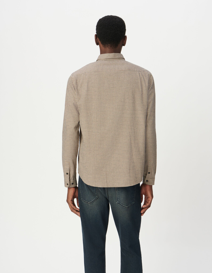 camicia da uomo in cotone biologico beige a quadri