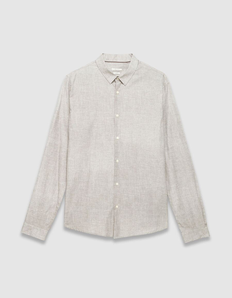 camicia slim da uomo in cotone biologico color prugna con motivo a zigzag minimalista