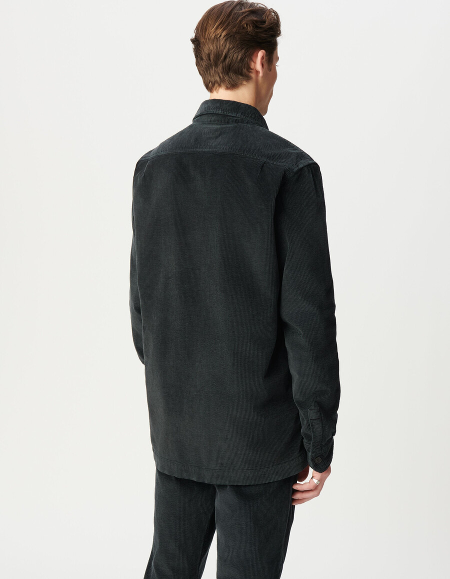 camicia da uomo in velluto a coste grigio con tasca xl