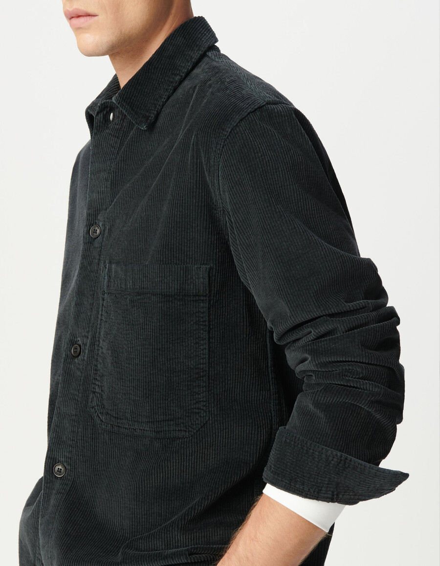camicia da uomo in velluto a coste grigio con tasca xl