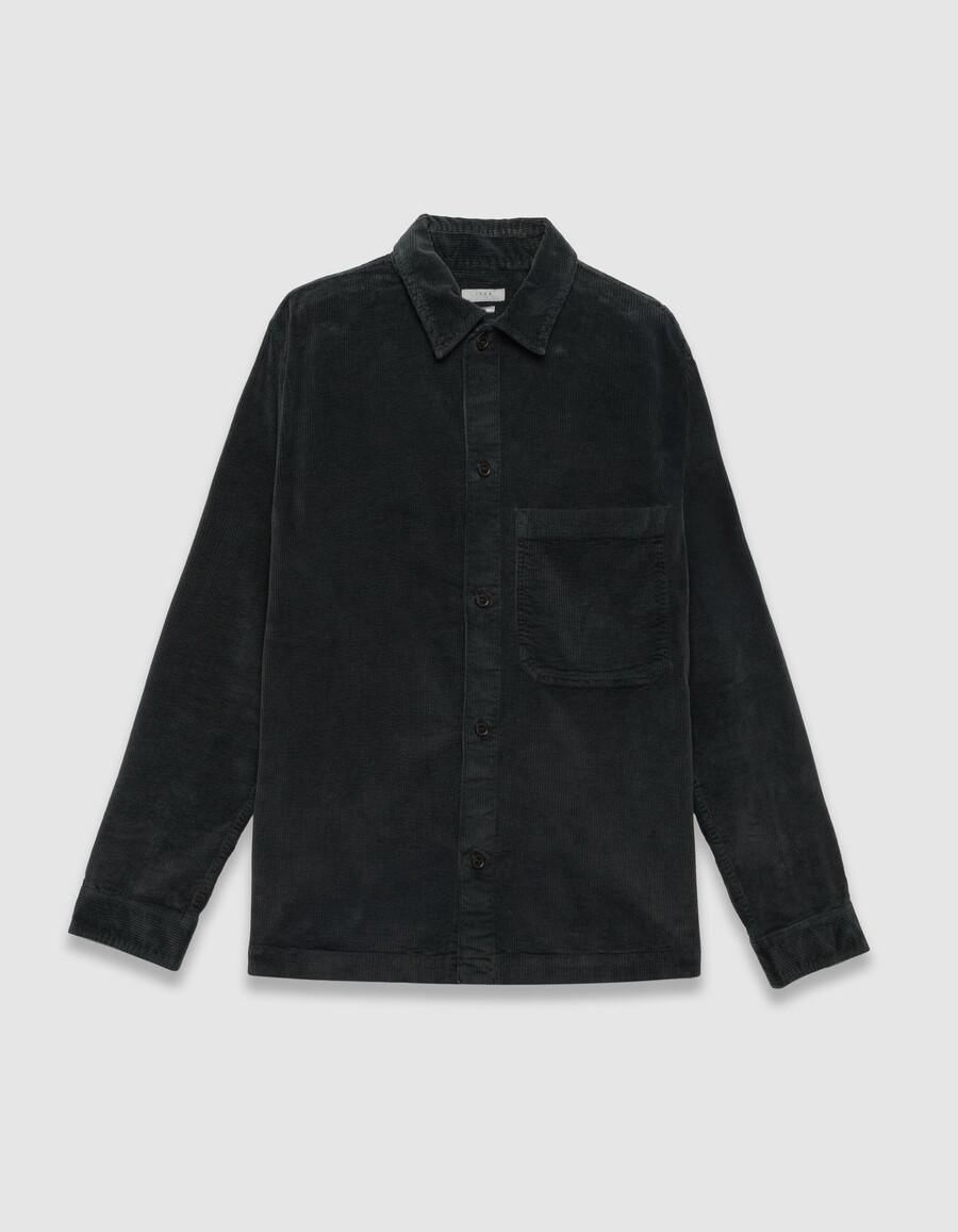 camicia da uomo in velluto a coste grigio con tasca xl