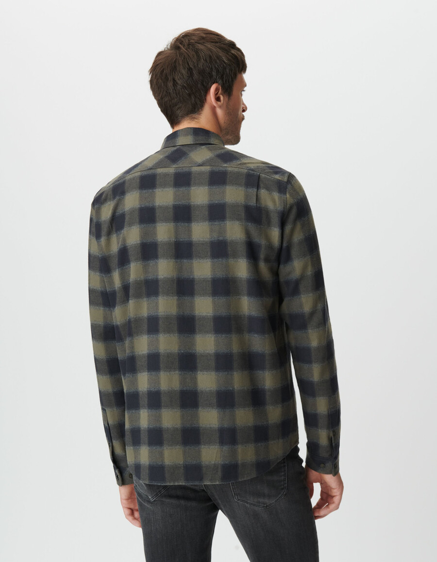camicia slim da uomo a quadri cachi e neri