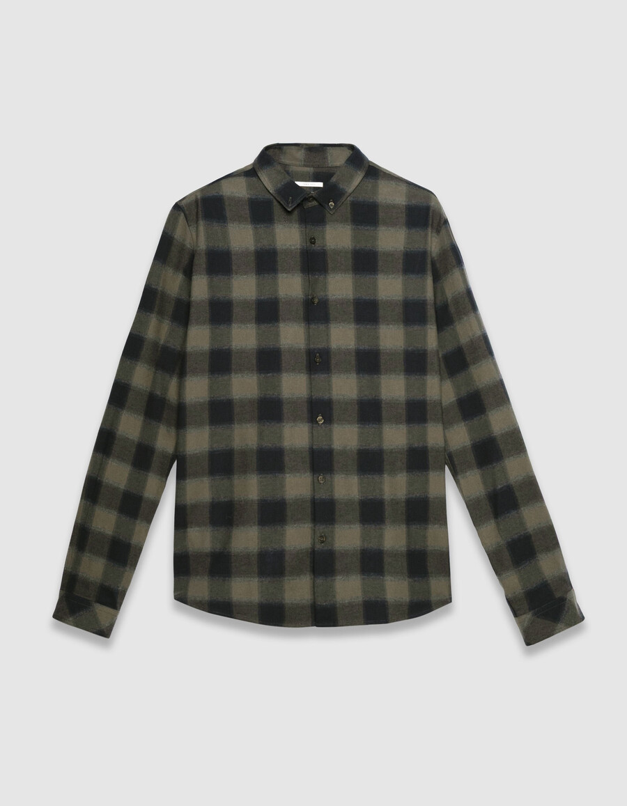 camicia slim da uomo a quadri cachi e neri