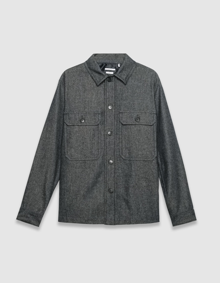 camicia da uomo in tela semi-semplice blu navy