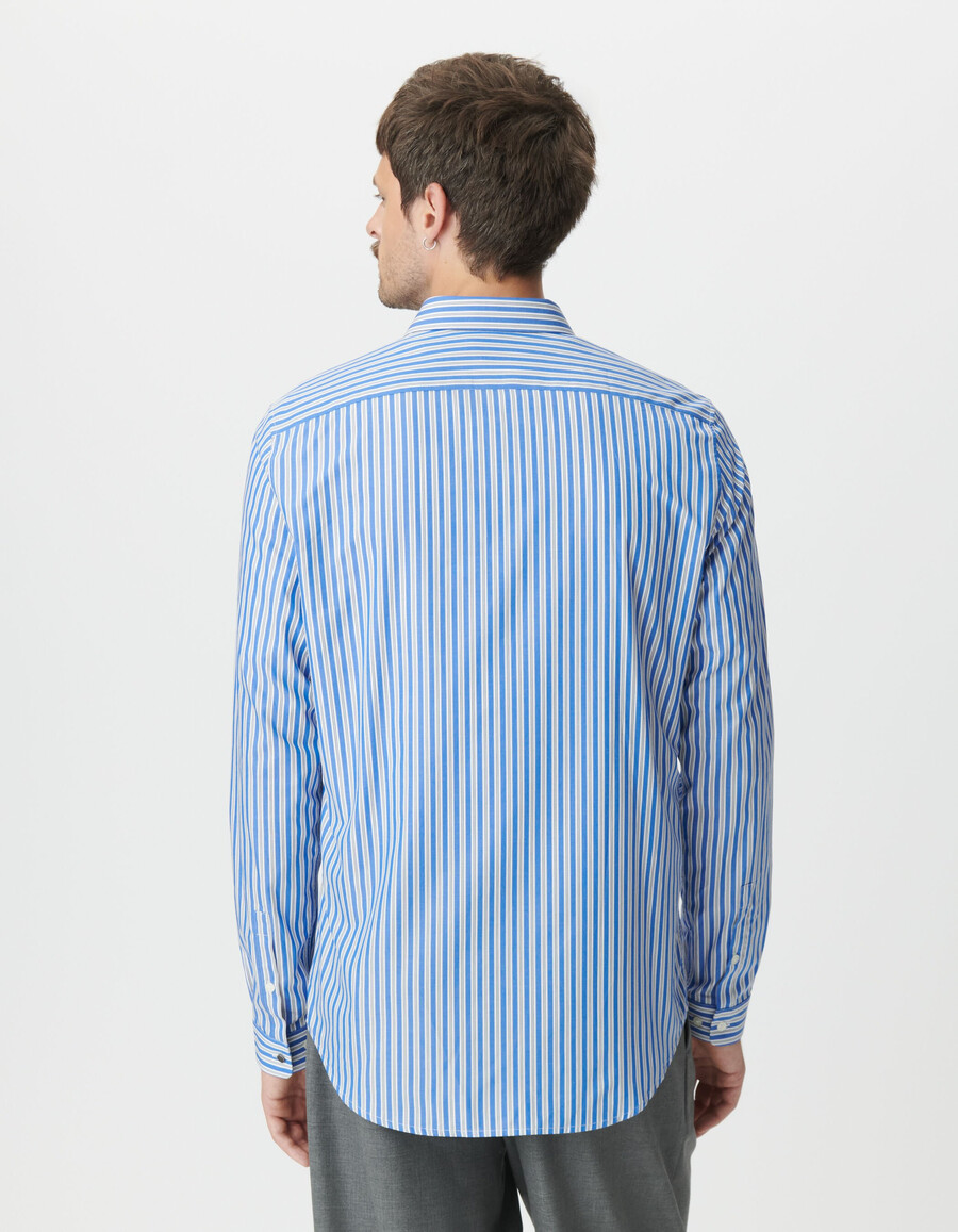 camicia da uomo slim fit con motivo a righe blu