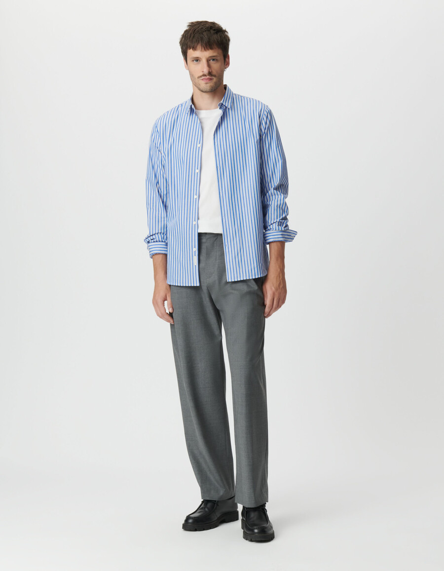 camicia da uomo slim fit con motivo a righe blu